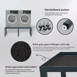 WassiStand Wasmachine Verhoger met Anti-Slip & Grip – Wasmachine Kast en Ombouw – Verhoging voor Wasmachine, Vaatwasser, Koelkast, Vriezer en Droger – Witgoed Verhoger Inclusief 6 Dempers – Roestvrij – Maximaal 750 kg – 122x61x34cm - Grijs — thumbnail 5