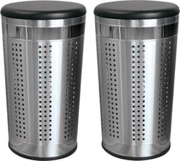 MSV Wasmand Dubai- 2x - rvs metaal - zwarte deksel - 46 liter compartiment - 35 x 60 cm — thumbnail 1