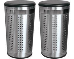 MSV Wasmand Dubai- 2x - rvs metaal - zwarte deksel - 46 liter compartiment - 35 x 60 cm — afbeelding 1