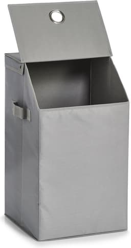 Zeller Wasmand - grijs - met deksel - polyester - 34 x 34 x 60 cm - Wasgoedmanden — thumbnail 4