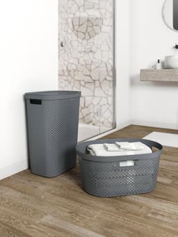 Curver Infinity Recycled Wasmand met deksel - 60L - 2 stuks - Antraciet — thumbnail 5