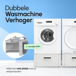 Bodo® - Wasmachine Verhoger - Dubbel - Kast - Ombouw met Lade - Wit - 127x54x31cm — thumbnail 5