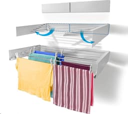 Wanddroogrek Intrekbare - Step Up Airer - Droogrek voor kleding - Binnen of buiten - Ruimtebesparend - Compact ontwerp - 25 kg capaciteit - 6 m lijn Wanddroogrek — thumbnail 1