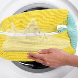 Set van 2 schoenenwaszakken, waszak, schoenen, sneakers, wasnet met meerdere beschermingen, zelfreinigende schoenen dikke waszak, verhoogde wrijving aan de binnenkant, geel — thumbnail 2