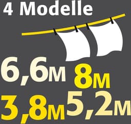 Wanddroogrek - Uittrekbaar droogrek voor binnen en buiten - Draagkracht 20 kg - Drooglengte 67 m - Stalen staven met kunststof ommanteling - 40131 Wanddroogrek — thumbnail 3