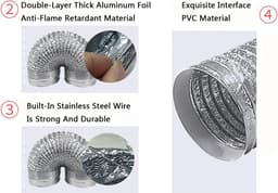 Luchtafvoerslang - Ø 100 mm - 3m - Flexibele aluminium ventilatiebuis luchtafvoerpijp - Flexibele Luchtslang - Air Ventilation — thumbnail 5