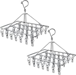 Droogcarrousel x2 -RVS Droogrek buiten met 30 Knijpers - Hangend Droogrek - Wasrek voor Binnen en Buiten- Camping Droogrek -Droogmolen voor sokken - Metalen Wasrek met Wasknijpers -Droogmolen Buiten-Extra Stevig — thumbnail 1