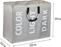 TDR - Stoffen waszak met 3 vakken en aluminium handvat - capaciteit ca. 94L - Grijs — thumbnail 2