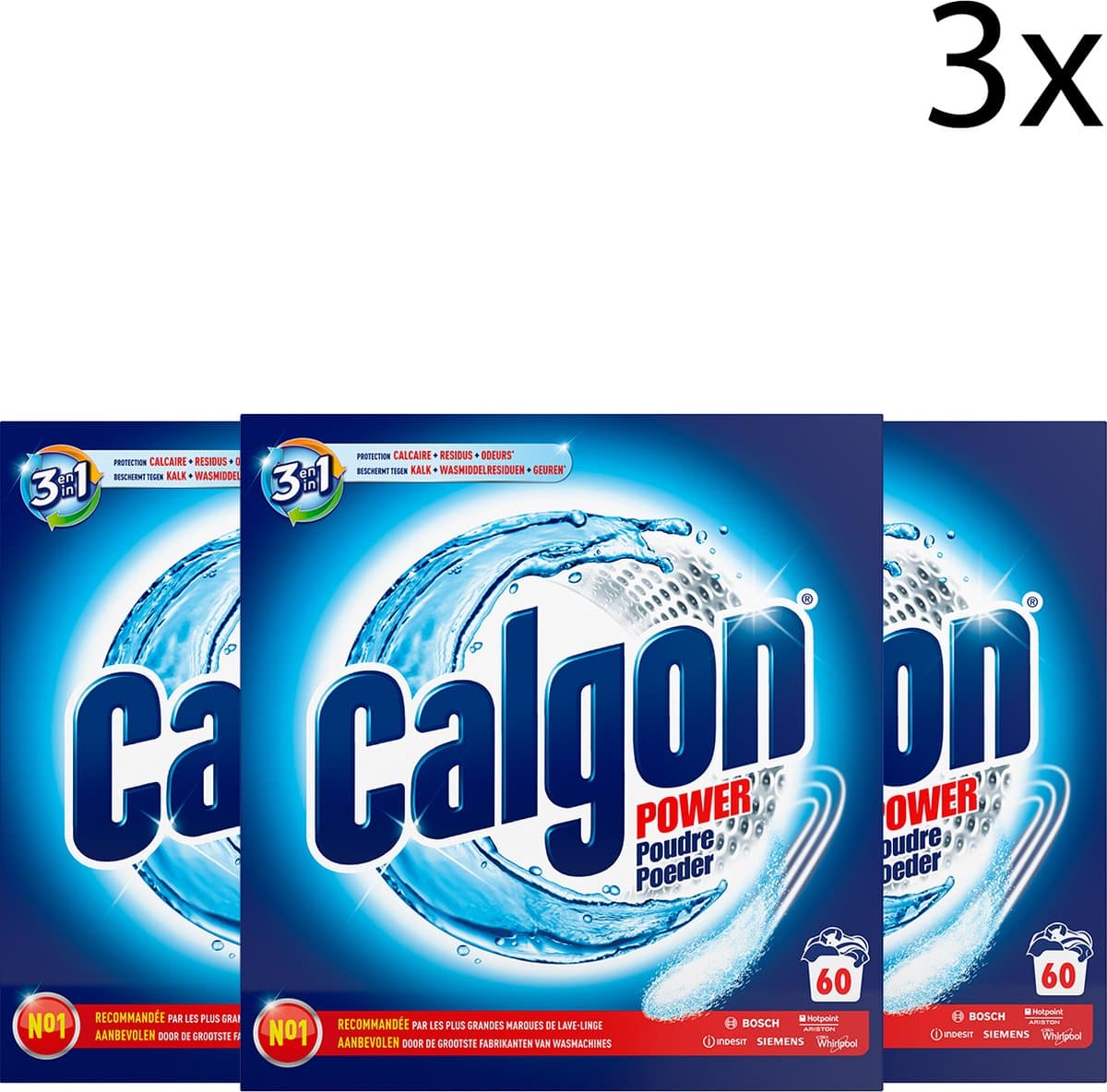 Calgon 3 in 1 Power Poeder Wasmachine Reiniger en Anti kalk - 60 Doseringen x3 — afbeelding 1