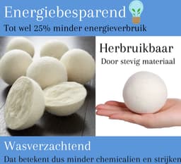 6x Energiebesparende Wasdroger ballen van wol - Wasbol anti pluis - Drogerballen voor wasmachine - Wasverzachtende Droogballen - Wasbol - Wasdrogerballen - Wasbollen - Droogballen voor droogtrommel - Wasballen voor wasmachine - — thumbnail 1