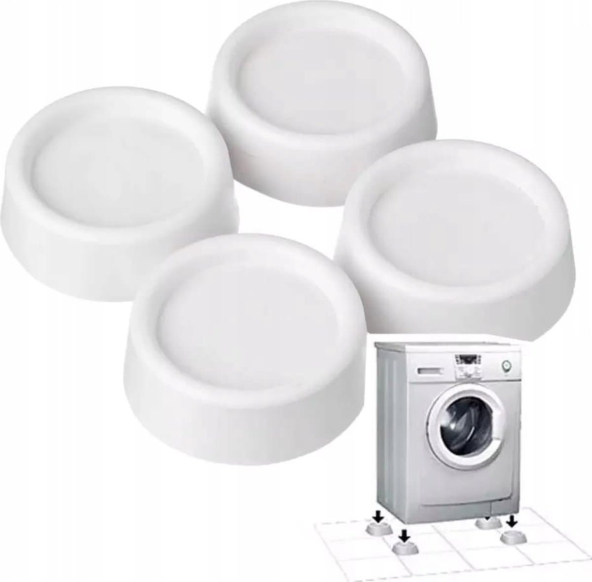 Trillingsdempers Voetjes Voor Wasmachine & Droger - Anti Trilling / Vibratie Dempers Pads Verhoger - Antislip Rubber Pootjes Extra Dik - Schokdempers - Set Van 4 Stuks - Wit — afbeelding 1