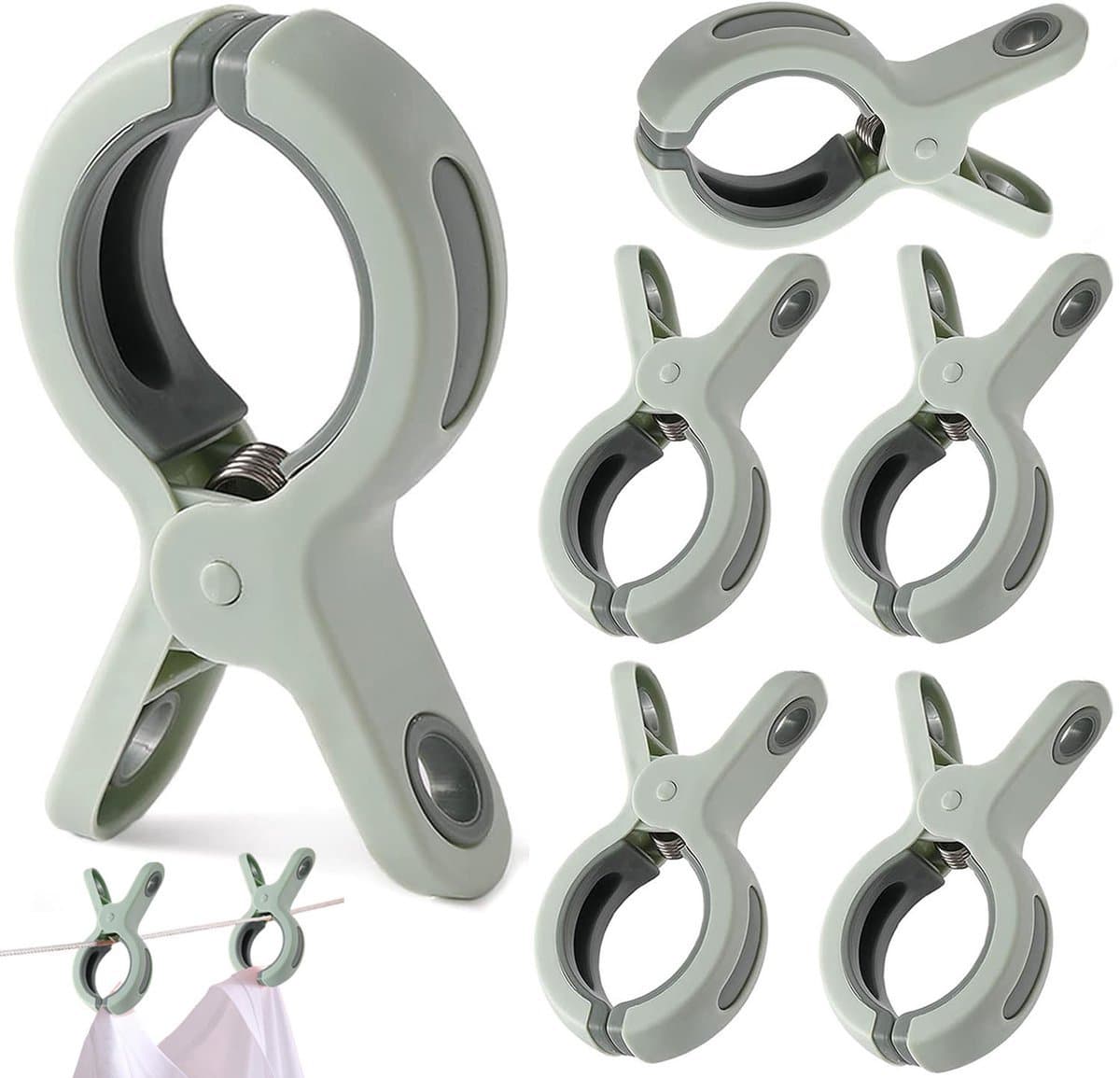 6 Stuks Grote Windbestendige Wasklemmen - Zachte Grip Plastic Wasklemmen - Windvaste Drogingsklemmen voor Handdoeken Beddengoed Sokken Dekens Binnen Buiten Waslijn — afbeelding 1