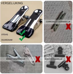 QTTVBTNA -Wasknijpers - Set van 30 - Roestvrijstalen Knijpers - Zwart, roestvrij, waterbestendig, windbestendig - Sterke veer, antislip rubberen coating - Multifunctioneel voor kleding, handdoeken, snacks en foto's - Voor thuis en reis — thumbnail 4