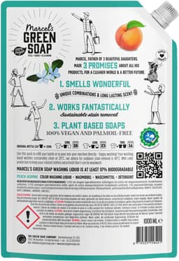 Marcel's Green Soap Wasmiddel Kleur Navul Perzik & Jasmijn 23 Wasbeurten - 1 liter — thumbnail 4