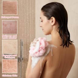 Set van 2 Extra Lange Exfoliërende Douchetowels van 100 x 25 cm - Peeling Net Spons, Bad Spons en Wasnet voor Dode Huidverwijdering voor Mannen en Vrouwen — thumbnail 3