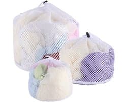Wasnetjes met ritssluiting - Wit - 3 Maten (30x40, 40x50, 50x60 cm) - Polyester Waszakken voor Diverse Kledingstukken