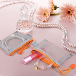 Wasnetjes met ritssluiting - Grijs - 11 x 8 cm - Nylon netzakjes - Voor reizen en organisatie — thumbnail 2
