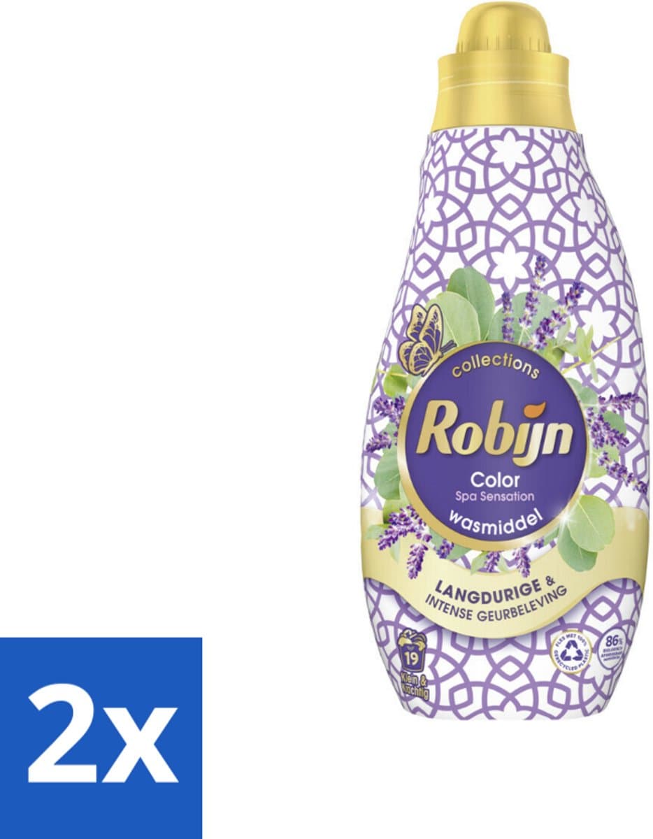 Robijn - Klein & Krachtig Spa Sensation - Vloeibaar Wasmiddel - 19 Wasbeurten - 665 ml - Voordeelverpakking - 2 stuks — afbeelding 1