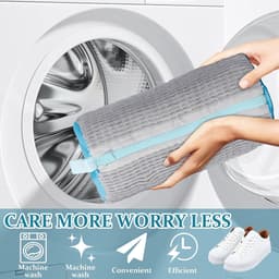 Schoenwaszak voor wasmachine - Wit - 18 x 32 cm - Herbruikbaar Gaas Wasnet voor Sneakers en Sportschoenen — thumbnail 5