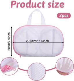 BH-waszakken voor wasgoed, 2 stuks beha-waszakken voor wasmachine mesh lingerie waszak met rits voor het wassen van delicaat ondergoed beha (roze, A Cups) — thumbnail 3