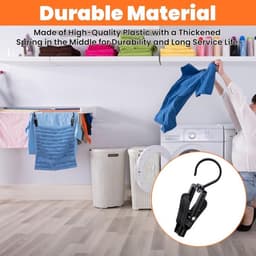 Set van 20 zwarte kunststof wasknijpers met haak, 360 graden draaibare anti-slip klemmen voor droogrek, handdoeken, hoeden en kleding — thumbnail 2
