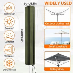 Duurzame Waterdichte Bescherming voor Waslijn, 420D Oxford Stof, Met Rits en Trekkoord voor Buitengebruik, Ideaal voor Tuin en Parasol — thumbnail 5