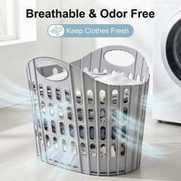 Opvouwbare wasmand - wasmand - vuile wasmand - handzame vuile wasmand - grijs - 29*20*32 cm - wandmontage mogelijk - geschikt voor slaapkamers, badkamers, studentenkamers, campers en appartementen — thumbnail 3