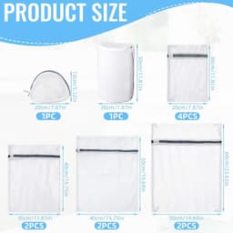 Wasnet voor wasmachine 12 stuks - Diverse maten - Netritssluiting - Beschermt kledingstukken - ShopVlot — thumbnail 4
