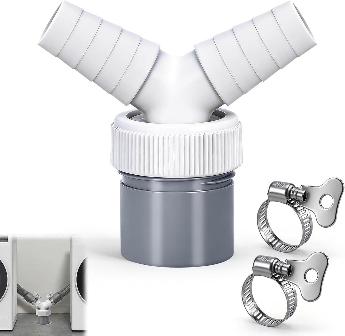 Afvoerslang voor wasmachine 40mm - Y-adapter voor vaatwasser en droger - dubbel aansluitbaar - gedeelde afvoer - ShopVlot — afbeelding 1