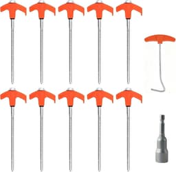Tentstaken 12 stuks - Schroefstaken - Stabiele grondankers - Ideaal voor harde ondergrond - ShopVlot — thumbnail 1
