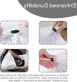 Set van 2 Wasnetten 40 x 30 cm voor Wasmachine, Fijne Netten met Trekkoord, Herbruikbaar voor Ondergoed, Sokken en Babykleding, Bescherming tijdens de Wasbeurt — thumbnail 3