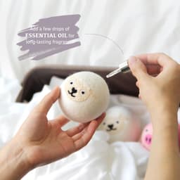 SnelShoppen - Wool Dry Balls - 6 Stuks, 100% Natuurlijk Wol, Snellere Droogtijd, Schattig Dierontwerp, Maakt Was Zacht, Opbergdoos Inclusief, Wit — thumbnail 3