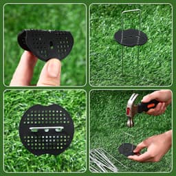 SnelShoppen - Weed Cloth, U-vormige Grondankers, 50 Grondankers + 50 Bufferdiscs, Tuin, Groentetuin, 150 x 40 mm, Galvaniseerd, Sterk en Duurzaam — thumbnail 5
