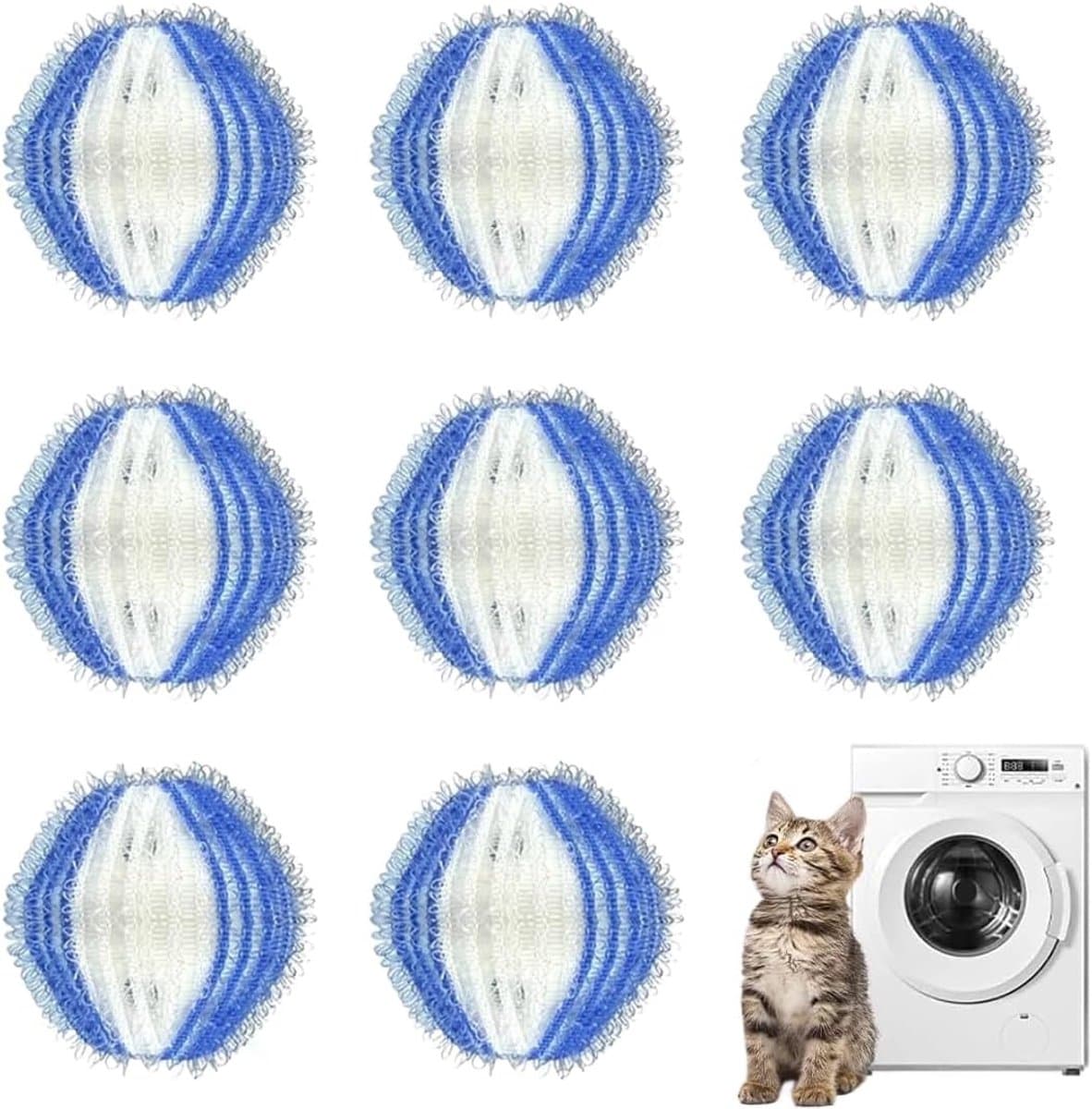 SnelShoppen - Pack van 8 Wasballen, Herbruikbare Haarballen voor Kleding en Was, Geschikt voor Wasmachine en Droger, Ideale Oplossing voor Dierenharen — afbeelding 1