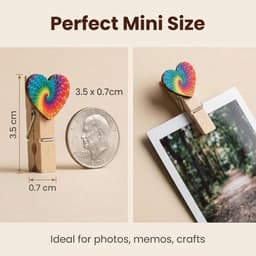 SnelShoppen - Mini-wasknijpers Houten Clips 50 Stuks Kleurrijk Hartvorm Decoratie Handwerk Doe-Het-Zelf Feest Bruiloft Foto's — thumbnail 5