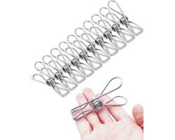Roestvrijstalen Wasknijpers - Metalen Clips - Kleding Ophangen - Corrosiebestendig - 10 stuks - Zilver
