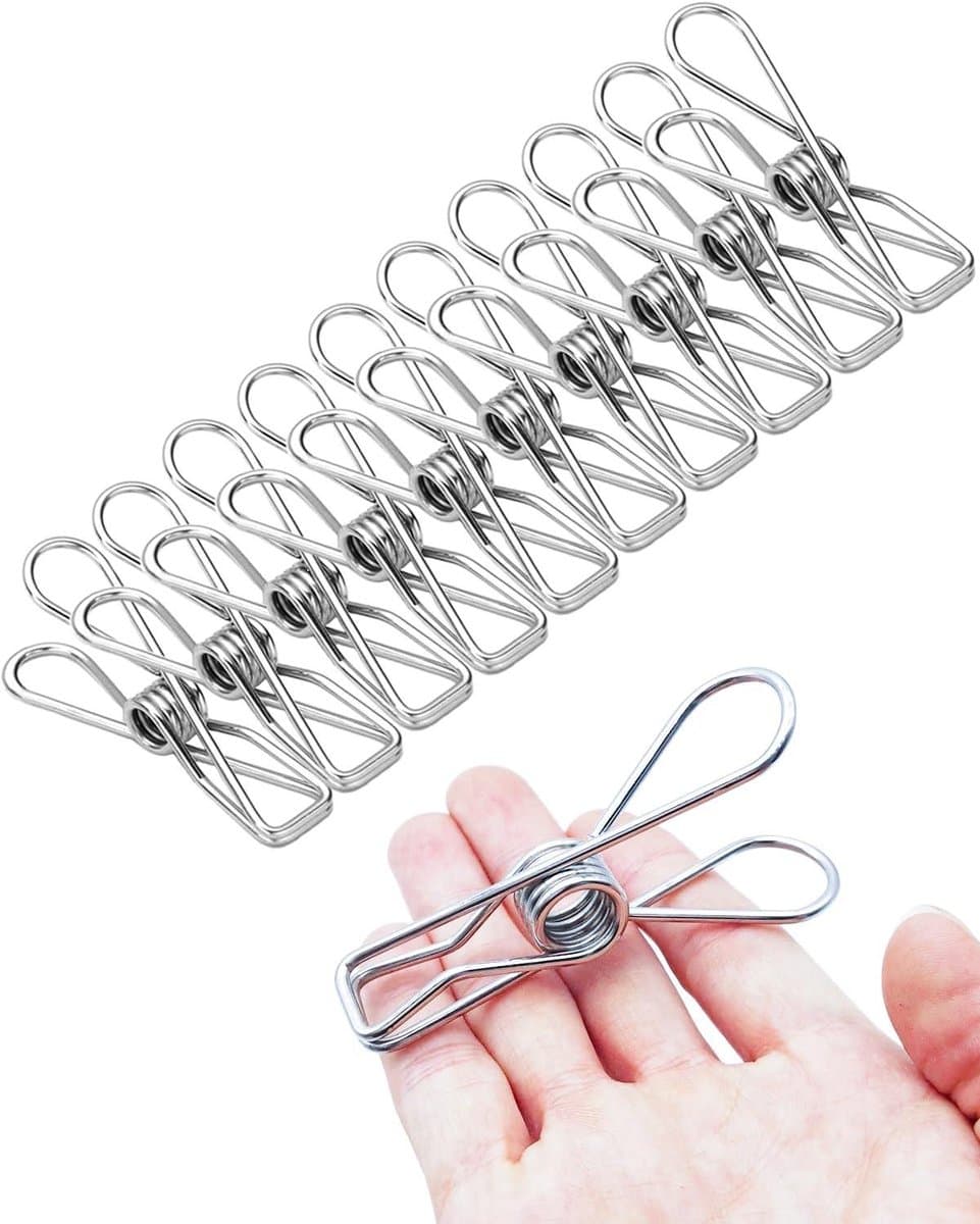 Roestvrijstalen Wasknijpers - Metalen Clips - Kleding Ophangen - Corrosiebestendig - 10 stuks - Zilver — afbeelding 1