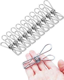Roestvrijstalen Wasknijpers - Metalen Clips - Kleding Ophangen - Corrosiebestendig - 10 stuks - Zilver — thumbnail 1