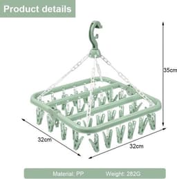 Opvouwbare kledingdroger met 32 clips voor ondergoed en sokken - winddichte hanger voor kleine wasgoedstukken — thumbnail 2