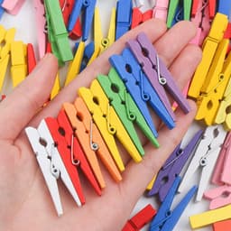 Houten Wasknijpers - Ambachtelijke Pinnen Clips - Foto's Ophangen - Niet-vervagende Kleurcoating - 100 stuks - Gemengd — thumbnail 2