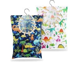 Kledingknijper Tas - Knijperhouder Opberger - Kleding Droge Houden - Met Draaibare Haak - 38 x 28 cm - Dino Print