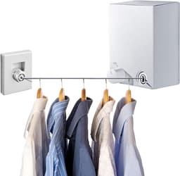 Intrekbare Waslijn - Uitschuifbare Kledinglijn - Kleding Drogen - Roestvrij Staal 304 - 4.2 Meter - Zilver — thumbnail 1