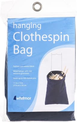 Hangende Speldtas - Wasknijper Opberger - Wassen Ophangen - Metalen Ophanghaak - 15 cm - Marineblauw — thumbnail 3