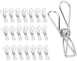 Wasknijpers Groot - Kleding Klemmen - Kleding Drogen - Roestvrij Staal - 85 cm - Zilver