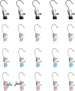 20 stuks draagbare wasknijpers van metaal met haken tang voor sokken broeken schoenen handdoeken hoeden — thumbnail 1
