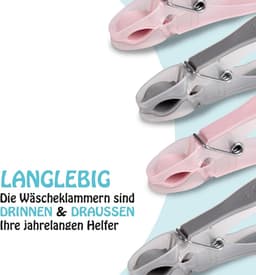 Wasknijpers - Kledingklemmen Wasgoedklemmen - Was ophangen - 100% kleurecht - 8 cm - Antraciet roze — thumbnail 5