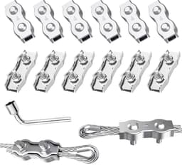 SnelShoppen - Duplex Clamp Cable Connectors 12 Stuks Kabelklem voor Stalen Kabel Waslijn Canopy Bevestiging, Roestvrijstaal, Sterke Klemkracht, Duurza — thumbnail 1
