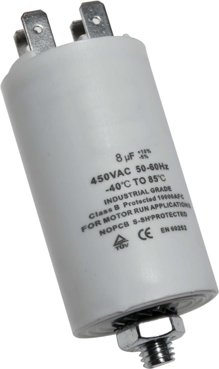 Dparts condensator 8 µF - universeel - 450V - universele aanloopcondensator - 8uf 450vac startcondensator — afbeelding 1