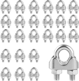 SnelShoppen - 30 Stuks Kabel Klemmen 5 mm RVS Draad Klemmen 304 Roestvrij Staal Kabel Klemmen M5 Beugels voor Draad, Kabel, Waslijn, Tent — thumbnail 1