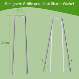 SnelShoppen - Pack van 50 grondankers/peggen, roestvrij, grondankers voor tuinvlies, onkruidvlies, schutting & tent, 150/200 mm x 40 mm x 2,5 mm, stev — thumbnail 4